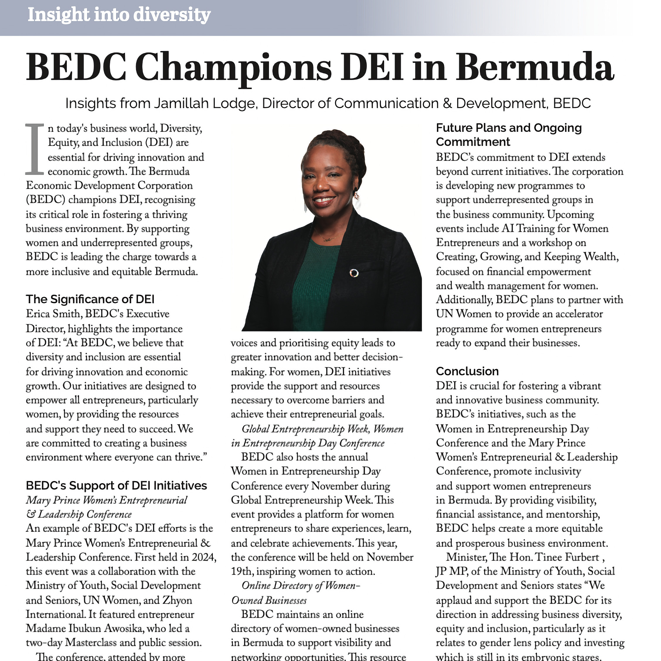 Diversity Magazine – BEDC Champions DEI in Bermuda